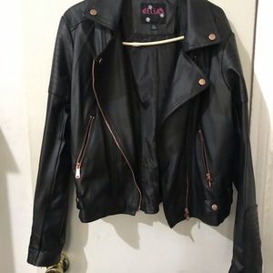 Leather jacket in rose gold